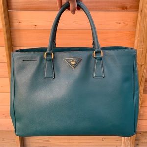 Prada Large Turquoise Saffiano Galleria Bag